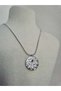 Non-Tarnish Steel Silver Eye Medallion Necklace with Green Stone