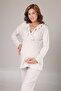 Women's Beige Flared Sleeve Double-Breasted Collar Winter Special Design Maternity Pajama Set - 3
