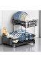 Dish Drying Rack for Kitchen Counter, 2 Tier Stainless Steel crockery Drying stand - 3