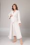 Women's Beige Flared Long Sleeve Full Length Winter Special Design Maternity Dressing Gown Nightgown Set - 2