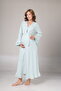 Women's Green Flared Long Sleeve Full Length Winter Special Design Maternity Dressing Gown Nightgown Set - 7