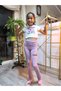 Girl's Tights Winter Ribbed Cotton Elastic Waist Labubu Lilac - 4