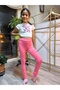 Girls' Leggings Winter Ribbed Cotton Elastic Waist Embroidered Heart Pink - 5