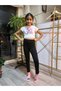 Girl's Leggings Winter Ribbed Cotton Elastic Waist Black - 2