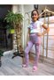 Girl's Tights Winter Ribbed Cotton Elastic Waist Kuromi Lilac - 5