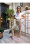 Girl's Leggings Winter Ribbed Cotton Elastic Waist Embroidered Butterfly Camel - 2