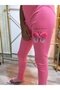 Girls' Leggings Winter Ribbed Cotton Elastic Waist Embroidered Butterfly Pink - 4