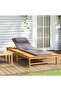 Sun Lounger with Dark Grey Cushion and Pillow Solid Wood Acacia