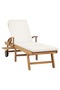 Sun Lounger with Cushion Solid Teak Wood Cream - 2