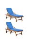 Sun Loungers with Cushions 2 pcs Solid Teak Wood Blue