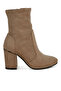 Women Microfiber Sock Boots in Beige