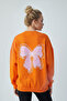 Back Pink Bow Printed Women's Sweatshirt Oversize Long Sleeve Sweat - 2