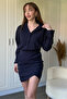 Striped Navy Blue Shirt Dress - 5