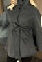 Anthracite Buttoned Belted Cashmere Poncho - 2055 - 4