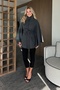 Anthracite Buttoned Belted Cashmere Poncho - 2055 - 3