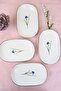 Tabak Evi Porcelain Natura Iris Gold Gilded Oval Boat Plate 18X11X2,50Cm 4 Pcs