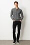 Men's Polo Neck Striped Baklava Wool Sweater Smoked - 4