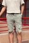 Men's Belted, Elasticated Waist, Cargo Pocket, Cotton Woven Fabric Shorts 177 - 5