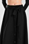 Women's Front Buttoned Belted Design Long Skirt - 7