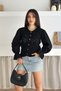 Black Fisto Lace Detailed Buttoned Knitwear Cardigan Standard Size - 6