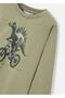 Boy's Printed Long Sleeve T-Shirt Green 4087 - 3
