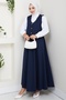 Double Gabardine Vest Skirt Set 1400 - Navy Blue