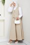 Two-Piece Gabardine Vest Skirt Set 1400 - Beige