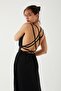 Women's Slit Detailed Backless Muslin Fabric Dress - 3