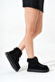 حذاء نسائي من الجلد السويدي ذو نعل سميك أسود اللون وسحاب أمامي - 3