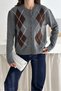 Plaid Detailed Crew Neck Knitwear Cardigan Aw25Hi0036 - 3