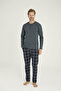 100% Cotton Men's Plus Size Midi Collar Pajama Set Stylish Design - 2