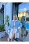 Half-Buttoned Polo Collar Long Denim Cardigan - 5