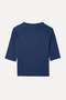 Women's Navy Blue 3/4 Sleeve Crew Neck T-Shirt - 2