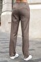 Women's Herringbone Patterned High Waist German Pocketed Pipe Leg Fabric Trousers - Brown Herringbone - 4