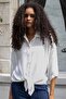 Women's Collared Off-Shoulder Loose Shirt-Cream