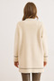 Women's Ecru Foil Thread Detailed Thick Pocketed Long Beard Cardigan Hrk-19000408 - 2