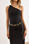 Women's Oval Square Gold Square Oval Detailed Chain Belt Kmr-19000157 - 4