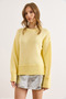 Women's Yellow Soft Textured Slit Knit Sweater Kzk-19001007 - 3