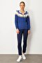 Women's Hooded Robe Argyle Cardigan Blue - 4