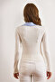 Women's Ecru Striped Shirt Collar Soft Textured Blouse Blz-19003127 - 2