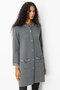 Women's Stand Collar Sleeve and Pocket Embroidered Long Wool Coat Smoked - 2