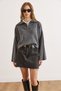 Women's Smoked Zippered Stand Collar Crop Knit Sweater Kzk-19000854 - 2