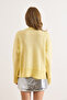 Women's Yellow Soft Textured Slit Knit Sweater Kzk-19001007 - 5