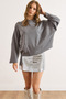 Women's Smoked Stitching Detailed Bat Model Unlined Interlock Sweatshirt Swt-19000753