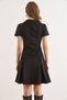 Women's Black Suede Collar Hidden Zipper Pleated Mini Dress Elb-19002542 - 3