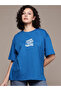 Women Blue Oversized Graphic Print T-Shirt - 3