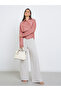 Women Rust Striped Batwing Sleeves Wrap Top - 2