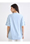 Blue Embroidered Floral Oversized T-Shirt - 5