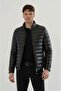Men's Black Slim Fit Water-Repellent Fur-Lined Thick Puffer Leather Jacket & Coat