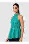 Women Green Halter Neck Textured Top - 4